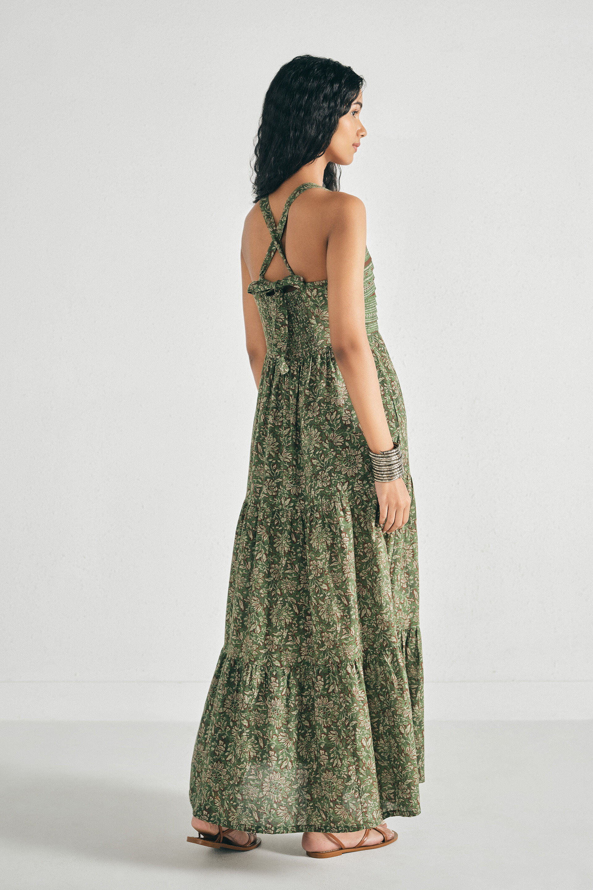 Bageecha Olive Tiered Maxi Dress, Olive, image 5